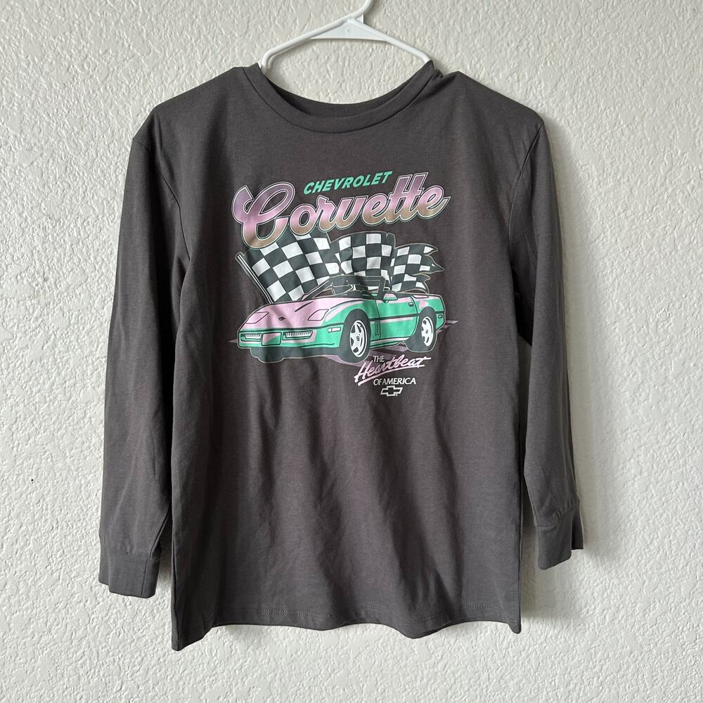 Women's Gray GM Corvette Long Sleeve Pastel T-Shirt Size Large